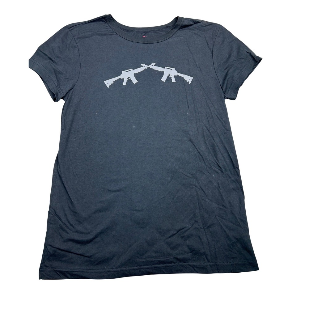 Rothco Womens Black‎ Crossed Rifles Graphic Tee Shirt Size Large RN 37572